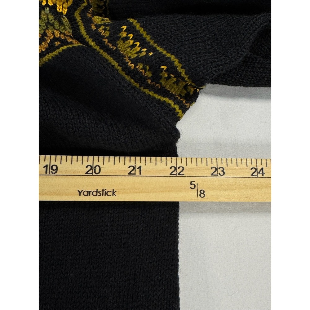 Maureen Goldie Design Scotland Black Floral Fair Isle Smocked Cardigan Sweater - Picture 9 of 11
